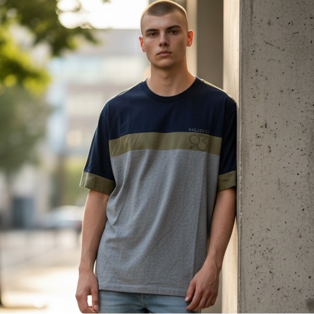 HUGO Navy and Olive Casual T- Shirt - Casual Wear - Size L